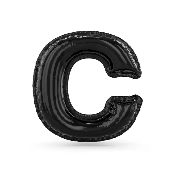 Чорна літера C зроблена з надувної повітряної кулі ізольована. тривимірний — стокове фото