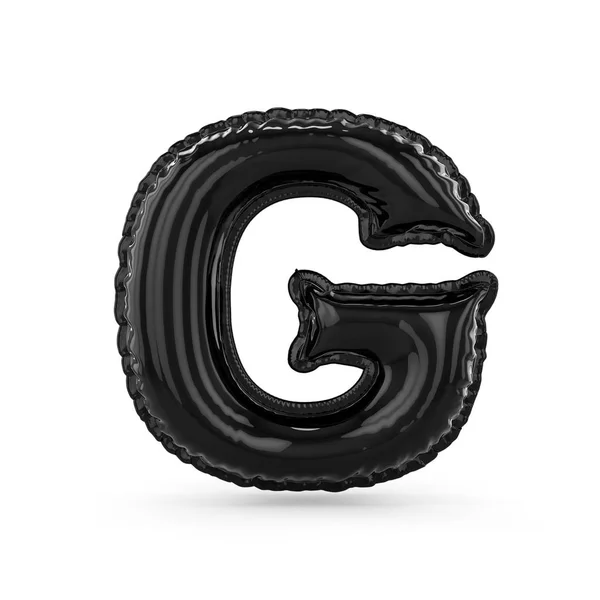 Svart bokstaven G tillverkade av uppblåsbar ballong isolerade. 3D — Stockfoto