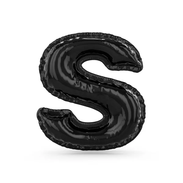 Чорна літера S зроблена з надувної повітряної кулі ізольована. тривимірний — стокове фото