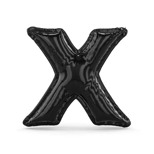 Letra negra X hecha de globo inflable aislado. 3D — Foto de Stock