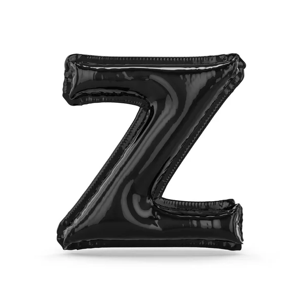 Чорна літера Z зроблена з надувної повітряної кулі ізольована. тривимірний — стокове фото