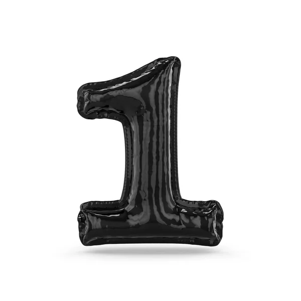 Черная цифра сделанная из надувного шарика изолирована. 3D — стоковое фото