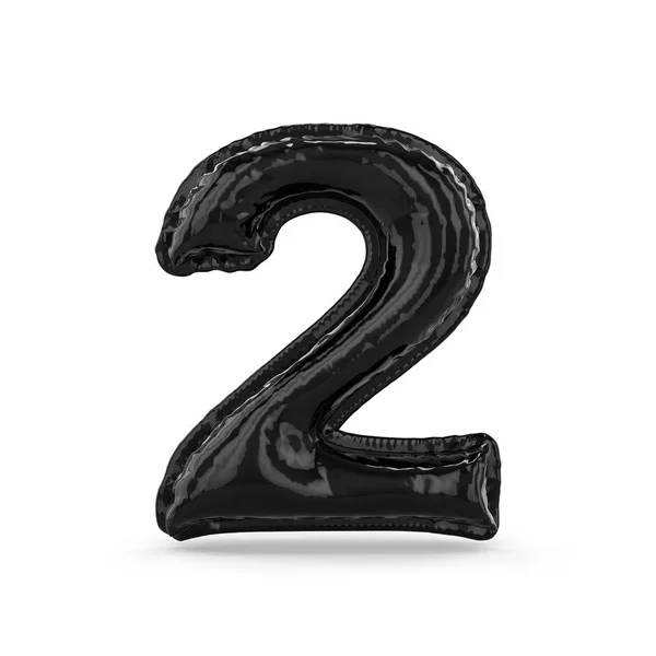 Černé číslice dvě z balónkem DURALYN®, samostatný. 3D — Stock fotografie