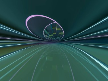 Basit boş odası iç lambalar ile. 3D