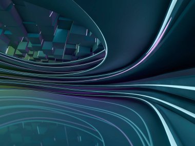 Basit boş odası iç lambalar ile. 3D