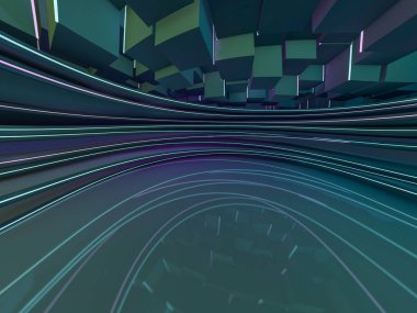 Basit boş odası iç lambalar ile. 3D