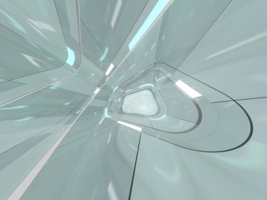 Basit boş odası iç lambalar ile. 3D