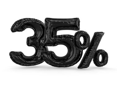 Siyah otuz beş yüzde şişme balon yaptım. Yüzde olarak ayarlayın. 3D