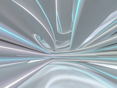 Basit boş odası iç lambalar ile. 3D