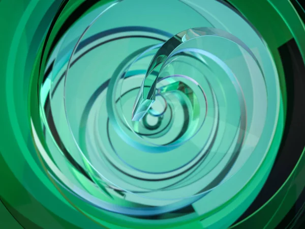 Abstrakcyjny Swirly zielony kształt na czarnym tle. 3d — Zdjęcie stockowe