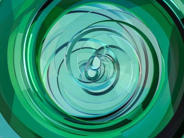 Abstrato forma verde swirly sobre fundo preto. 3D — Fotografia de Stock