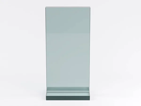Glas stativ för häften på vit bakgrund. Mockup. 3d — Stockfoto