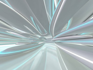 Basit boş odası iç lambalar ile. 3D