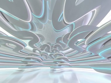 Basit boş odası iç lambalar ile. 3D