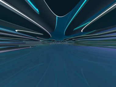 Basit boş odası iç lambalar ile. 3D