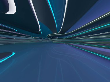 Basit boş odası iç lambalar ile. 3D