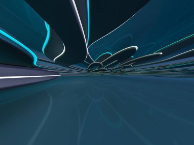 Basit boş odası iç lambalar ile. 3D