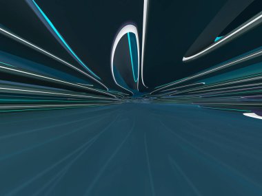 Basit boş odası iç lambalar ile. 3D