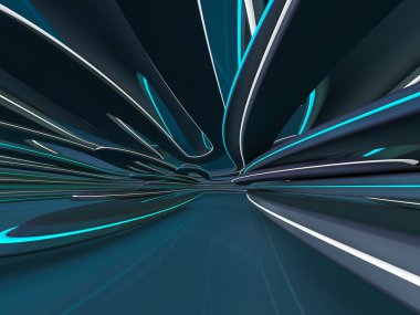 Basit boş odası iç lambalar ile. 3D