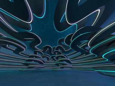 Basit boş odası iç lambalar ile. 3D