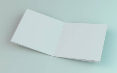 Boş broşür, dergi, beyaz arka planda izole kitapçık mockup. 3d