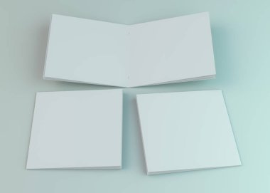 Boş broşür, dergi, beyaz arka planda izole kitapçık mockup. 3d