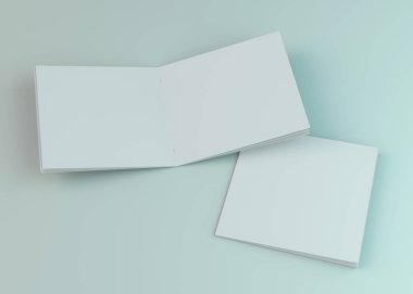 Boş broşür, dergi, beyaz arka planda izole kitapçık mockup. 3d