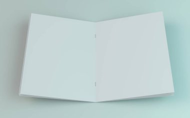 Boş broşür, dergi, beyaz arka planda izole kitapçık mockup. 3d