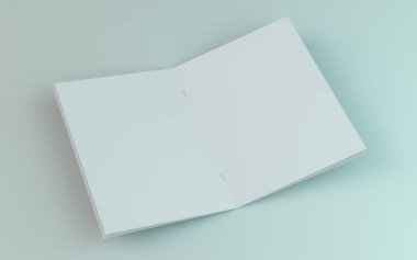 Boş broşür, dergi, beyaz arka planda izole kitapçık mockup. 3d