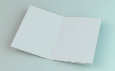 Boş broşür, dergi, beyaz arka planda izole kitapçık mockup. 3d