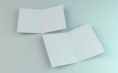 Boş broşür, dergi, beyaz arka planda izole kitapçık mockup. 3d