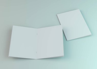 Boş broşür, dergi, beyaz arka planda izole kitapçık mockup. 3d