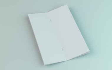 Boş broşür, dergi, beyaz arka planda izole kitapçık mockup. 3d