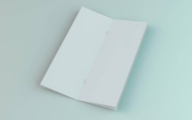 Boş broşür, dergi, beyaz arka planda izole kitapçık mockup. 3d