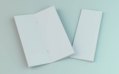 Boş broşür, dergi, beyaz arka planda izole kitapçık mockup. 3d