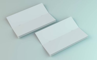 Boş broşür, dergi, beyaz arka planda izole kitapçık mockup. 3d