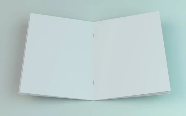 Ένα κενό φυλλάδιο, περιοδικό, ένα βιβλίο που απομονώθηκε σε λευκό φόντο. 3d — Φωτογραφία Αρχείου