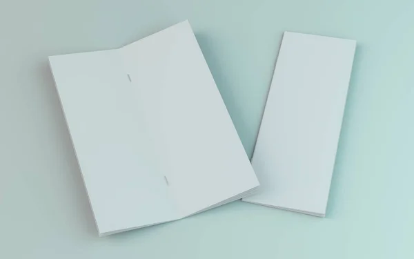 Folleto en blanco, revista, mockup folleto aislado sobre fondo blanco. 3D — Foto de Stock