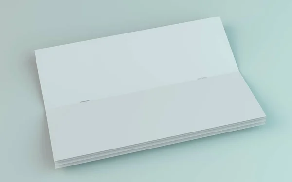 Folleto en blanco, revista, mockup folleto aislado sobre fondo blanco. 3D —  Fotos de Stock