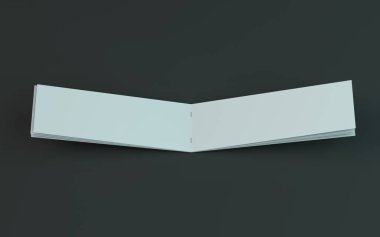 Boş broşür, dergi, koyu arka planda izole kitapçık mockup. 3d