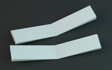 Boş broşür, dergi, koyu arka planda izole kitapçık mockup. 3d