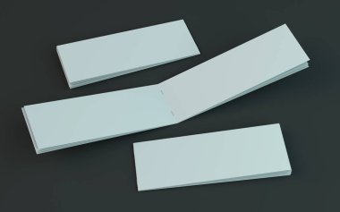 Boş broşür, dergi, koyu arka planda izole kitapçık mockup. 3d