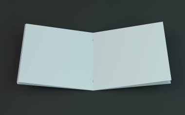 Boş broşür, dergi, koyu arka planda izole kitapçık mockup. 3d