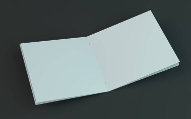 Boş broşür, dergi, koyu arka planda izole kitapçık mockup. 3d