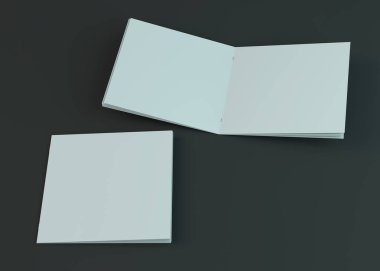 Boş broşür, dergi, koyu arka planda izole kitapçık mockup. 3d