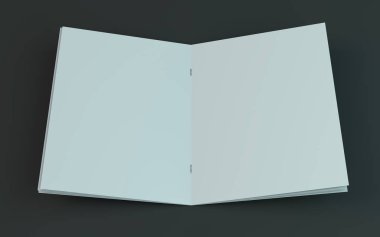 Boş broşür, dergi, koyu arka planda izole kitapçık mockup. 3d