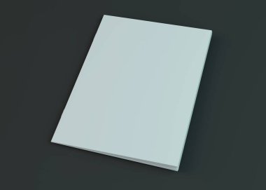 Boş broşür, dergi, koyu arka planda izole kitapçık mockup. 3d