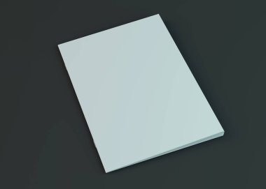 Boş broşür, dergi, koyu arka planda izole kitapçık mockup. 3d