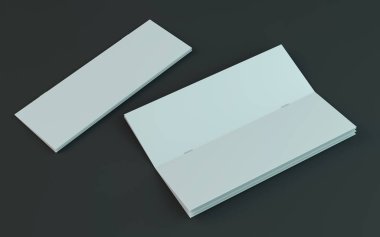 Boş broşür, dergi, koyu arka planda izole kitapçık mockup. 3d