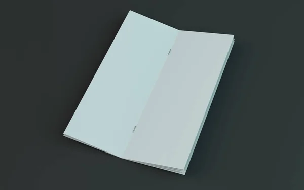 Brochura em branco, revista, maquete de livreto isolado em fundo escuro. 3D — Fotografia de Stock